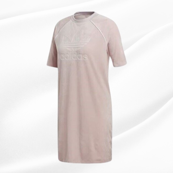 ADIDAS ORIGINALS Women's Velvet Tee Dress in Ice Purple│Size Small - Picture 3 of 17